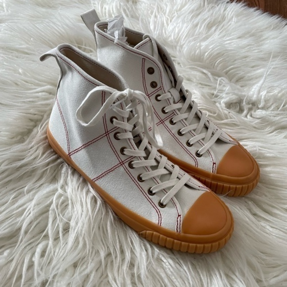 J.crew white canvas high top sneakers ladies size 8.5 NWOB